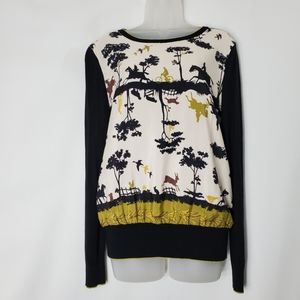 Ted Baker London Black and Cream Graphic Top